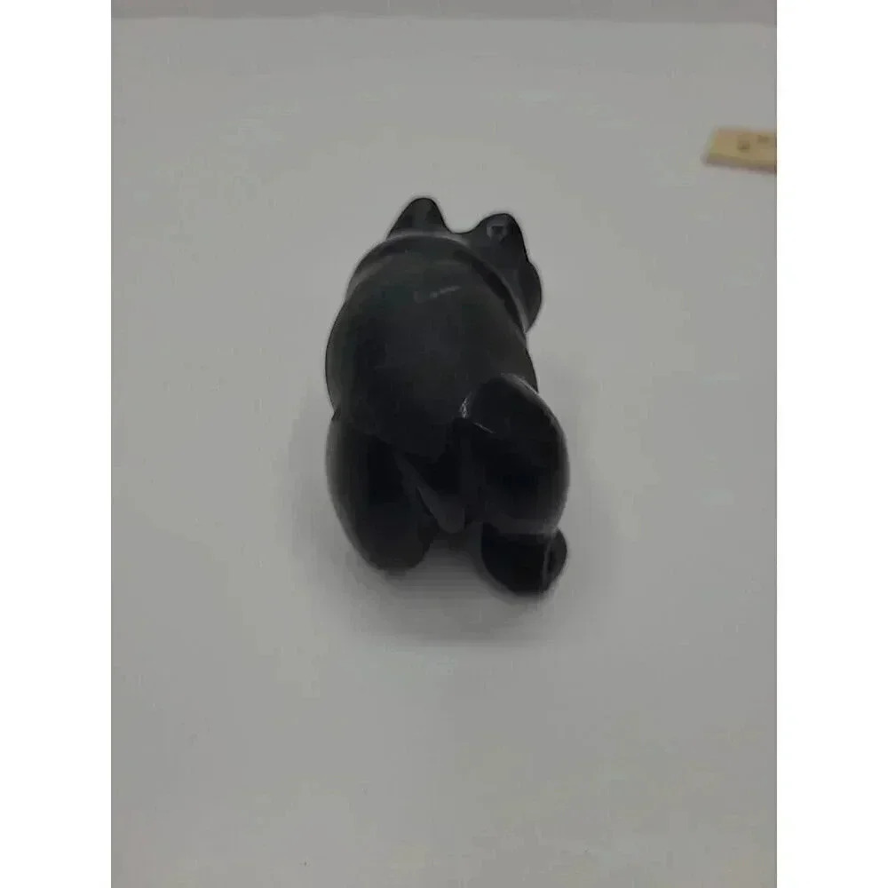 Vintage Carved Black Onyx Panda Statue Figurine Shelf Sitter Paperweight - Picture 4 of 5